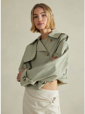 cropped καμπαρντίνα με σταυρωτό κούμπωμα