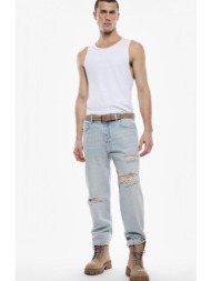 straight leg baggy jeans με σκισίματα και φθορές