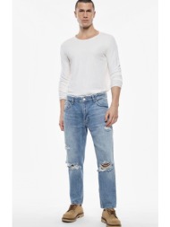 straight leg baggy jeans με σκισίματα και φθορές
