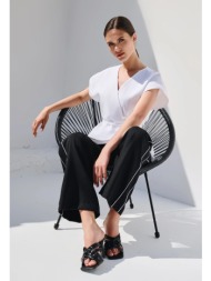 ψηλόμεσο παντελόνι με ρέλι και ελαστική μέση