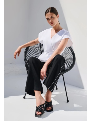 ψηλόμεσο παντελόνι με ρέλι και ελαστική μέση