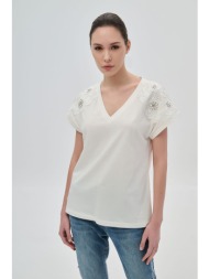 μπλούζα με δαντέλα και στρας