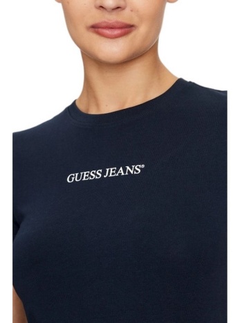 κοντομάνικη slim fit με ανάγλυφη στάμπα guess jeans