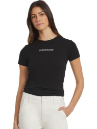 κοντομάνικη slim fit με ανάγλυφη στάμπα guess jeans