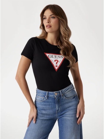κοντομάνικη slim fit με στάμπα guess iconic triangle