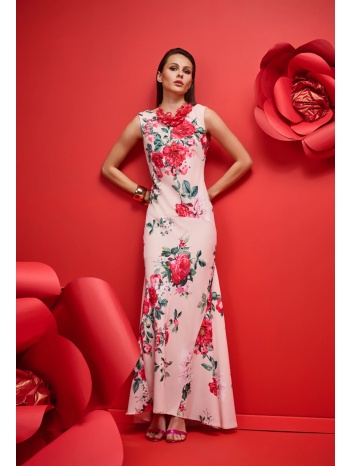 μάξι εξώπλατο σατέν φλοράλ φόρεμα