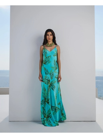 μάξι φόρεμα εμπριμέ με τιράντες