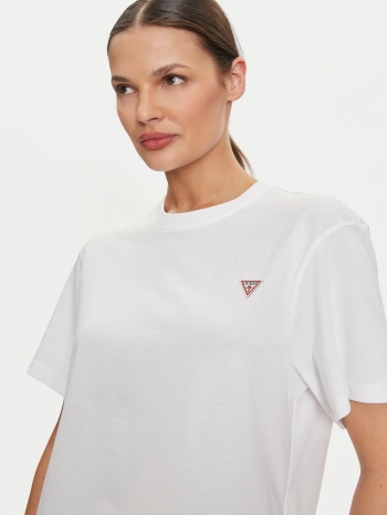 λευκή κοντομάνικη με κέντημα guess iconic triangle