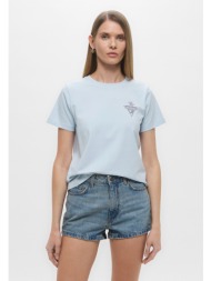 guess jeans βαμβακερό t-shirt με στάμπα γαλάζιο