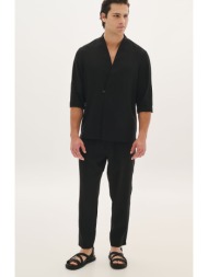 λινό παντελόνι μονόπιετο με λάστιχο στη μέση