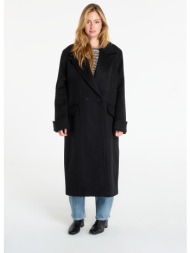 παλτό allsaints mabel double breasted oversized coat black 12