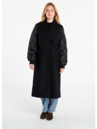 παλτό allsaints paulah wool blend double breasted coat black 8