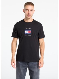 μπλουζάκι tommy hilfiger linear flag graphic tee black l