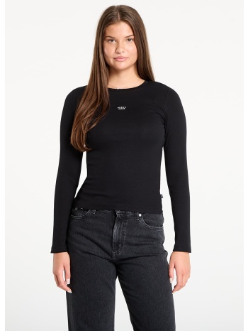 μπλουζάκι guess jeans ls cn embro slim black l σε προσφορά