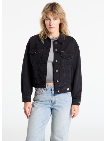 μπουφάν guess jeans oversize trucker black l σε προσφορά