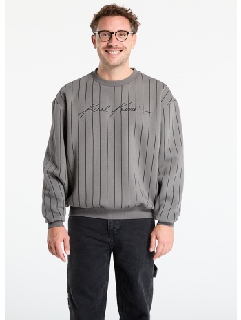 φούτερ karl kani autograph pinstripe sweat os crewneck grey σε προσφορά