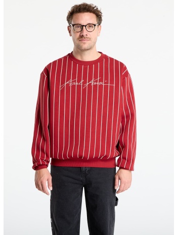 φούτερ karl kani autograph pinstripe sweat os crewneck red l σε προσφορά