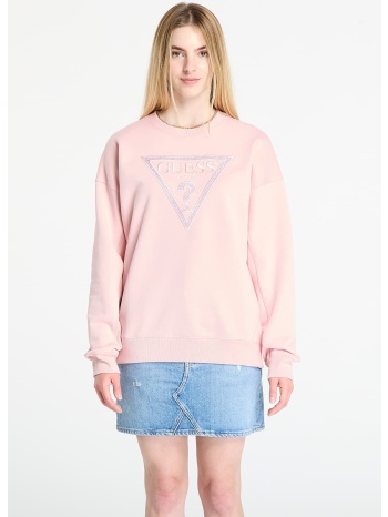 φούτερ guess ls triangle glitter sweatshirt pink s σε προσφορά