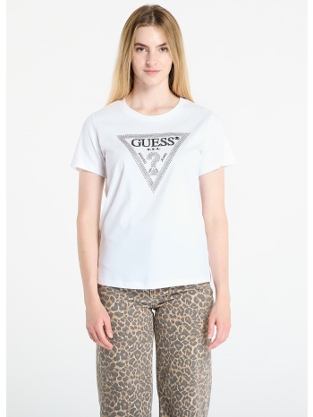 μπλουζάκι guess ss cn krystal triangle tee white s σε προσφορά
