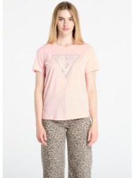 μπλουζάκι guess ss cn krystal triangle tee pink xs
