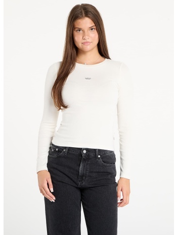 μπλουζάκι guess jeans ls cn embro slim white s σε προσφορά