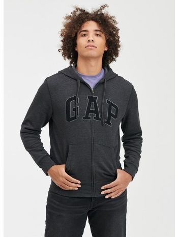 φούτερ gap logo fullzip hoodie new charcoal grey xs