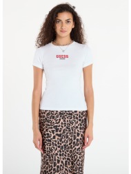 μπλουζάκι guess jeans ss cn slim rib em white xs