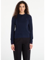 πουλόβερ tommy hilfiger co cable fine gg c-nk ls sweater dark night navy m