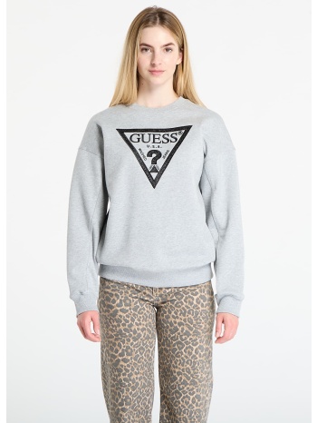 φούτερ guess ls triangle glitter sweatshirt grey l σε προσφορά