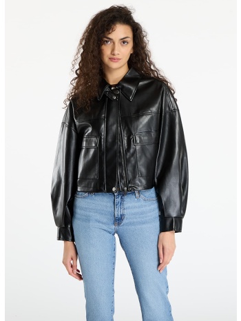 μπουφάν guess flaminia crop pu jacket black l σε προσφορά