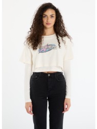 μπλουζάκι guess jeans sl cn boxy 2fer s cream m