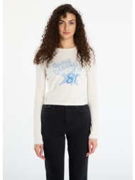 μπλουζάκι guess originals star 81 printed cropped t-shirt cream s