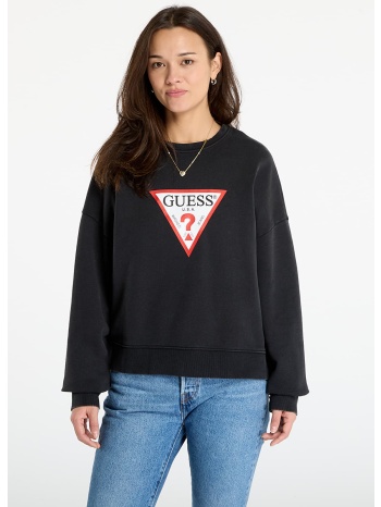 φούτερ guess jeans cn os iconic tria washed black s σε προσφορά