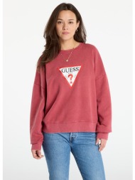 φούτερ guess jeans cn os iconic tria washed red m