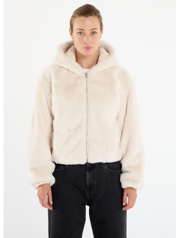 φούτερ urban classics ladies full zip faux fur hoodie white σε προσφορά