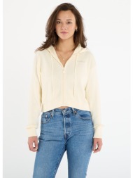 πουλόβερ guess flaminia ribbed hoodie zipped cream xs