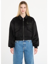 μπουφάν karl kani signature faux suede os bomber jacket black m