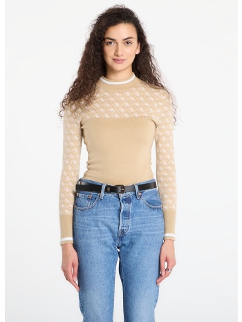 πουλόβερ guess ls mock neck aubrey 4g sweater beige s σε προσφορά