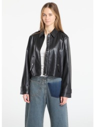 μπουφάν calvin klein jeans leather moto jacket black m