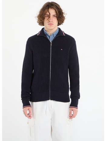 πουλόβερ tommy hilfiger rwb rib zip through desert sky xl σε προσφορά