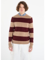 πουλόβερ tommy hilfiger lambswool crew neck safari canvas heather/ deep burgundy heather m