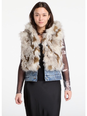 γιλέκο desigual bunny fur vest brown l σε προσφορά