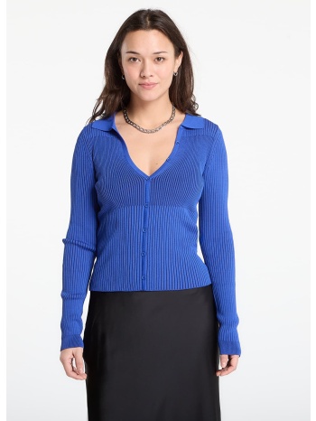 πουλόβερ desigual buttoned sweater blue m σε προσφορά