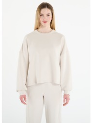 φούτερ nike 24.7 impossiblysoft women`s dri-fit oversized crew-neck top lt orewood brn/ lt iron ore 