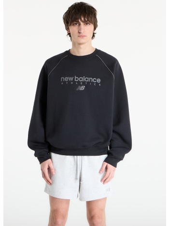 φούτερ new balance linear graphic fleece crew black xl