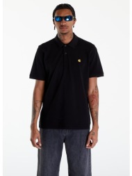 t-shirt carhartt wip short sleeve chase pique polo t-shirt unisex black/ gold xs