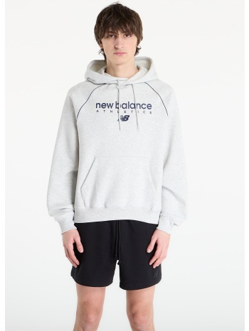 φούτερ new balance linear graphic fleece hoodie ash heather
