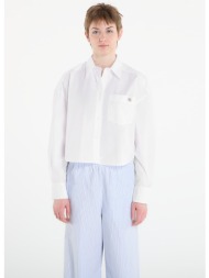πουκάμισο calvin klein jeans cotton poplin cropped shirt white l