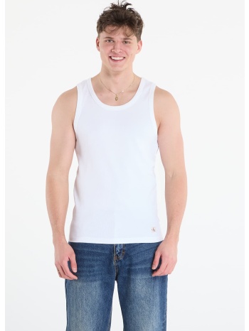calvin klein jeans 2x2 rib badge tank top bright white l σε προσφορά