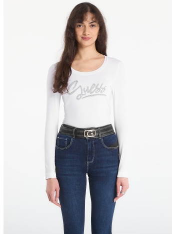 t-shirt guess jeans ls cn guess script tee pure white l σε προσφορά